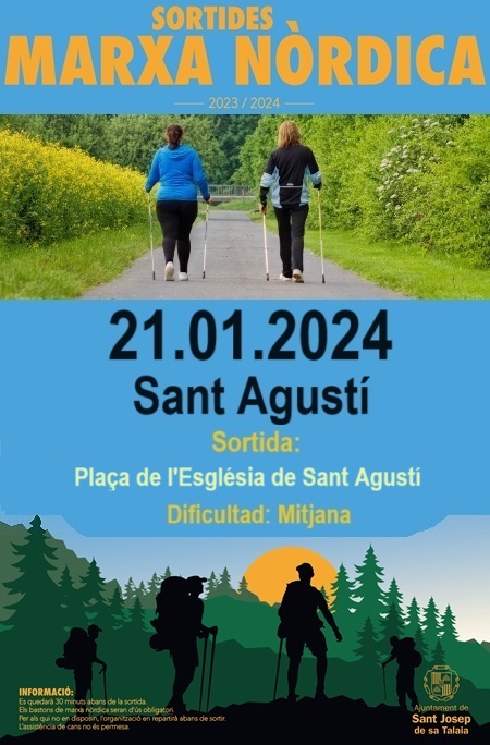 Marcha Nórdica 14 Enero 2024. Marxa Nòrdica. Sant Agustí d'es Vedrà (Sant Josep), Ibiza. Nordic Walking