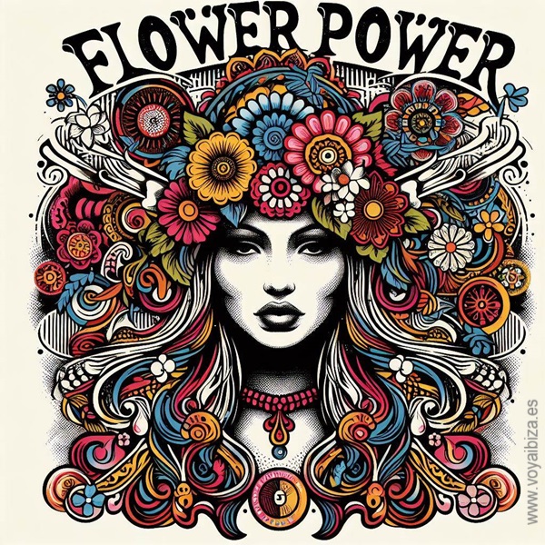 Fiesta Flower Power 16 Marzo 2024. Sant Josep de sa Talaia, Ibiza, Eivissa