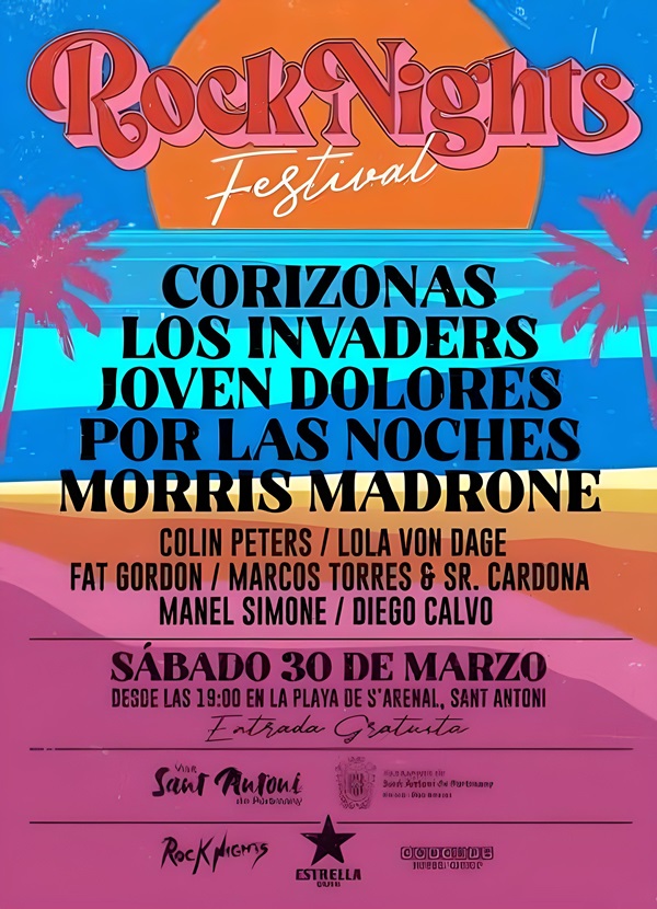 Rock Nights Festival 2024, San Antonio, Ibiza. Marzo 2024: Cartel Oficial