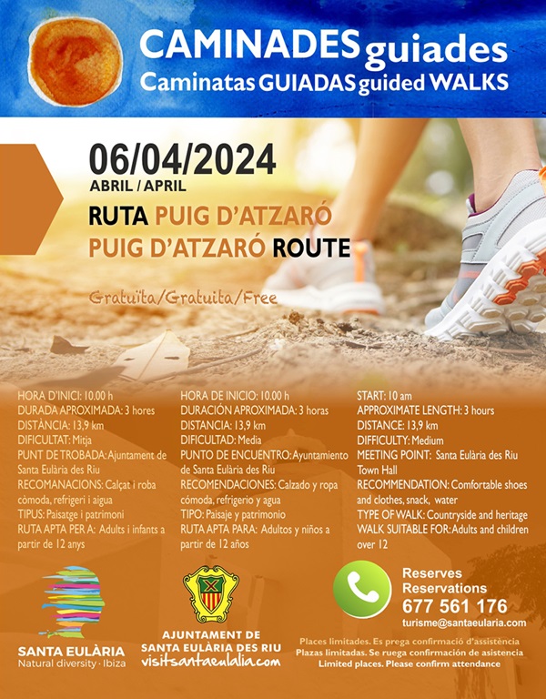 Caminata guiada 2024: Ruta Puig d'Atzaró, Abril 2024 Santa Eulària, Ibiza