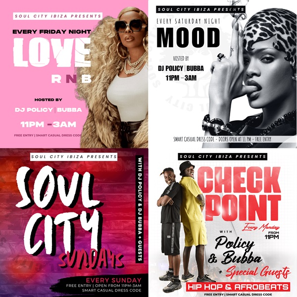 Soul City 2024 First Parties. Weekly Parties: Love Rnb, Mood, Soul City Sunday, Check Point