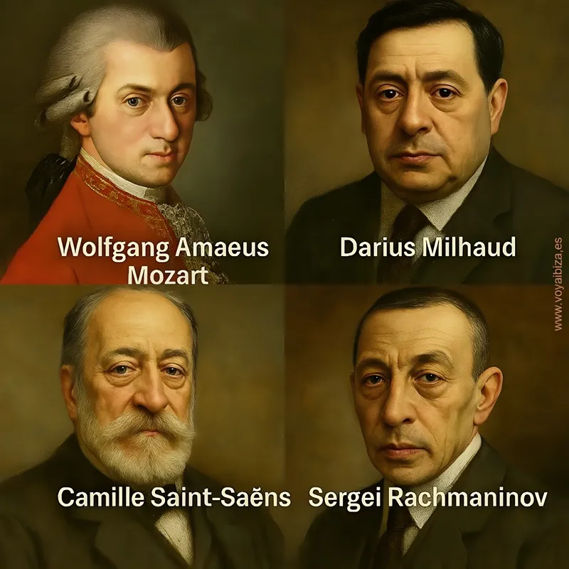 Concierto en Can Ventosa 2025: A dos pianos. Cmpositores: Wolfgang Amadeus Mozart, Darius Milhaud, Camille Saint-Saëns, Sergei Rachmaninov