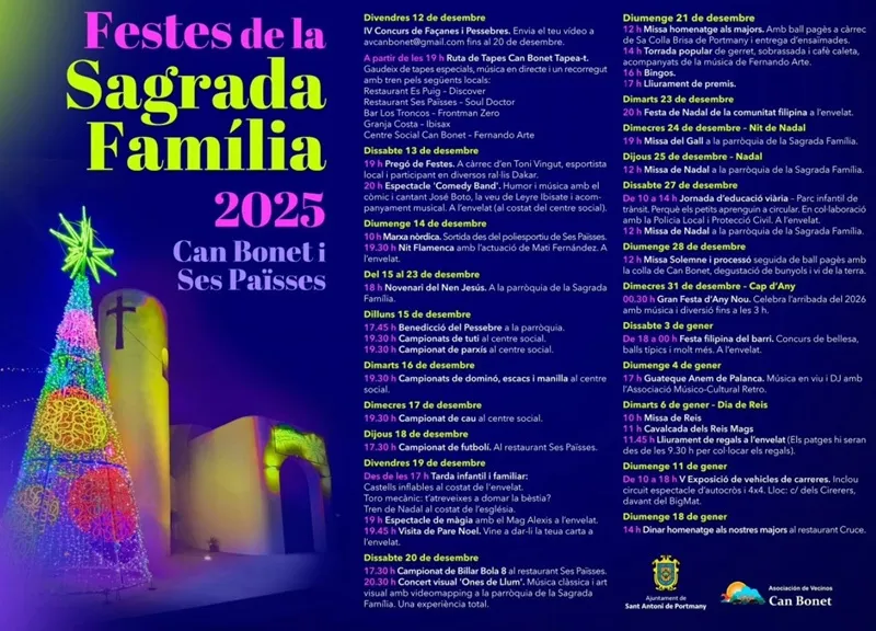 Programa Festes de la Sagrada Familia 2025, Sant Antoni de Poertmany (Can Bonet, Ses Païsses), Eivissa (Ibiza)