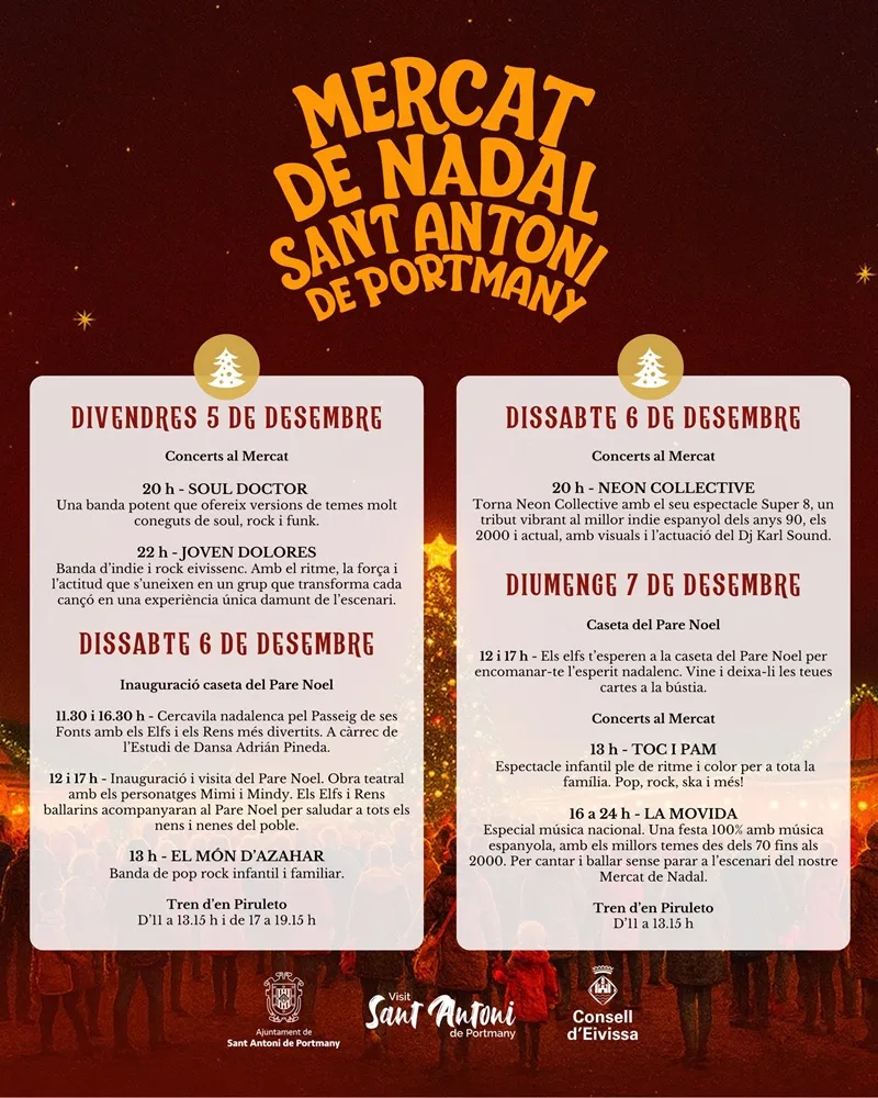 Mercat de Nadal 2025 Sant Antoni (Eivissa): 5, 6, 7 Diciembre
