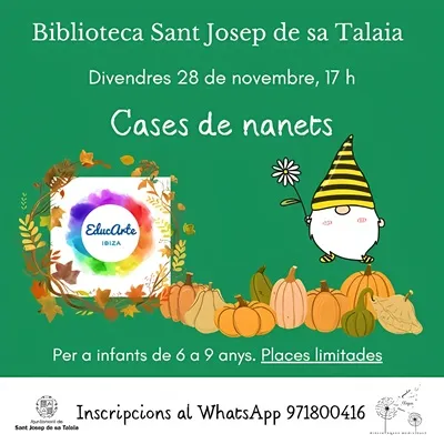 Bibliotecas de San José Noviembre 2025, Ibiza (Eivissa): Taller de Manualidades: Casas de Duendes con EducArte