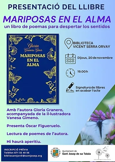 Bibliotecas de San José Noviembre 2025, Ibiza (Eivissa): Presentación del libro 'Mariposas en el Alma'