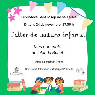Bibliotecas de San José Noviembre 2025, Ibiza (Eivissa): Taller de Lectura Infantil: Más que Motes