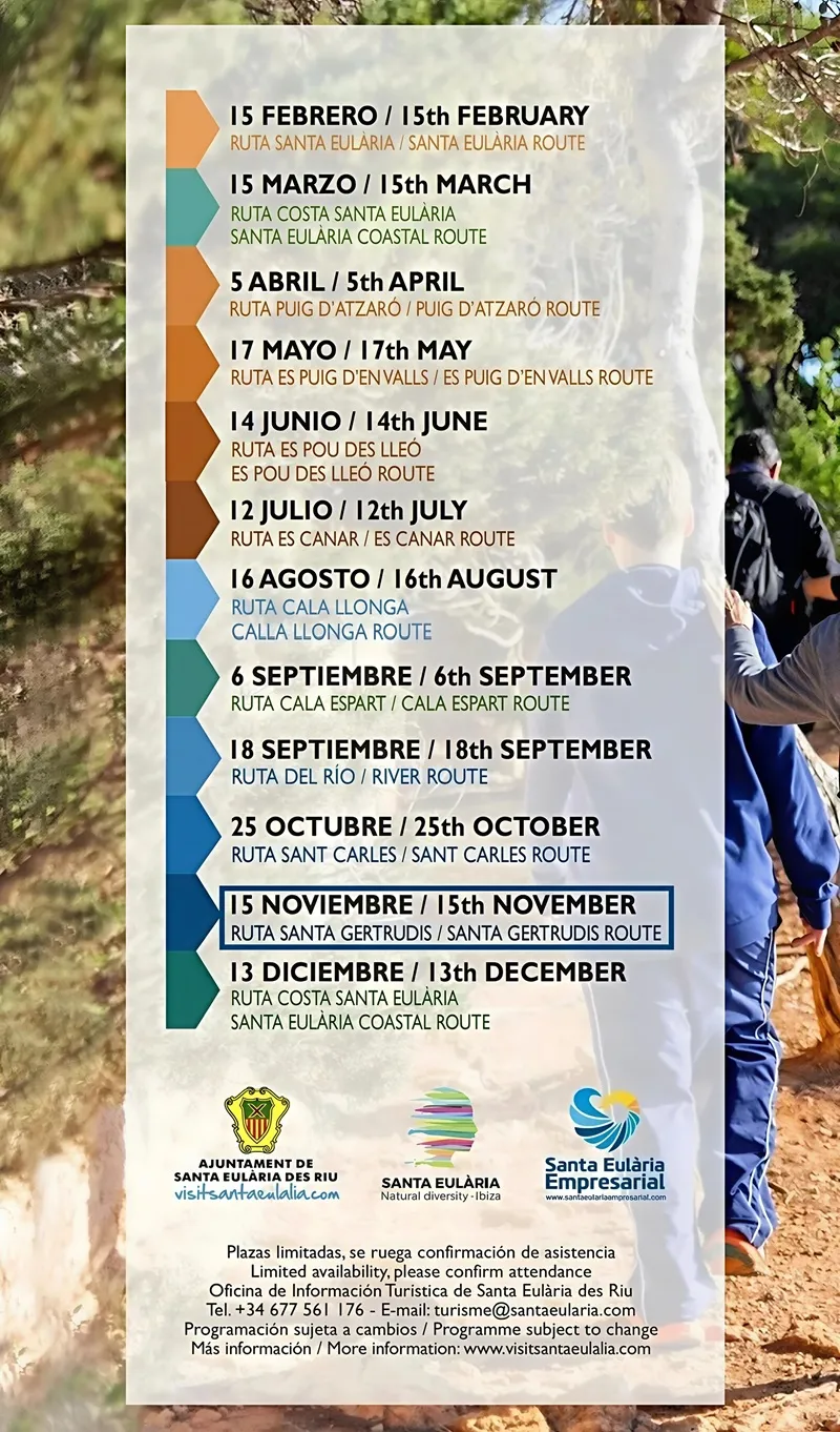 Caminatas guiadas 2025 en Santa Eulalia del Rïo, Ibiza (Eivissa)