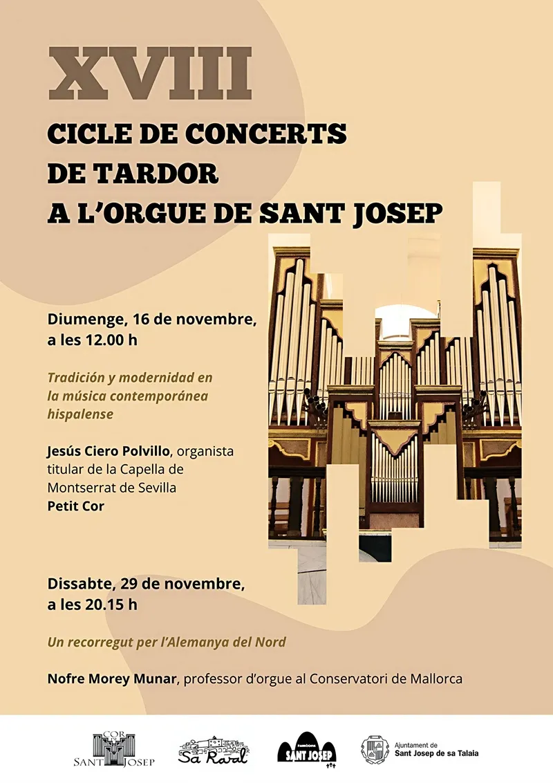 XVIII Cicle de concerts de tardor a l’orgue de Sant Josep de Sa Talaia, Eivissa