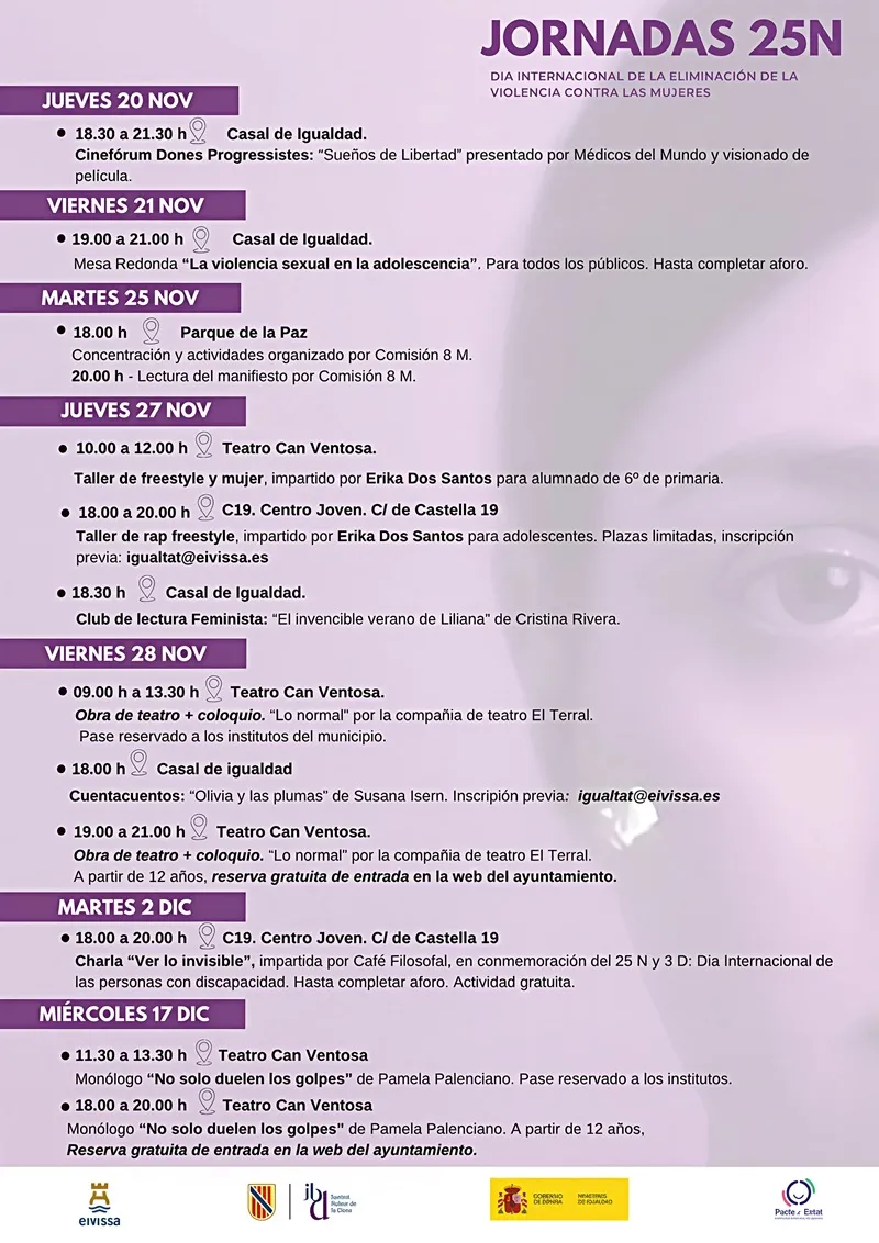 Día Internacional Eliminación Violencia Contra la Mujer 2025, Ibiza ciudad (Eivissa) - Programa Oficial