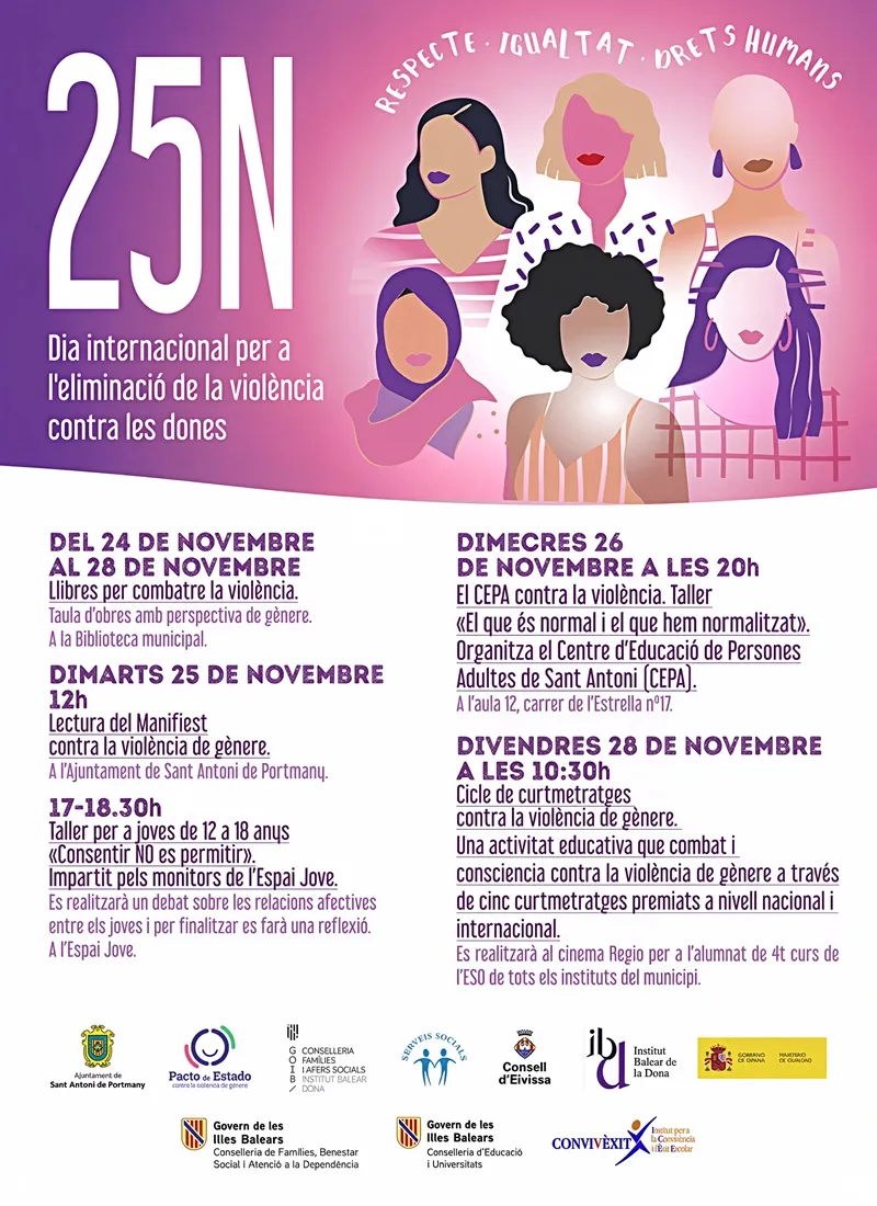 Dia Internacional Eliminació Violència Contra la Dona 2025. Sant Antoni de Portmany, Eivissa (Ibiza)