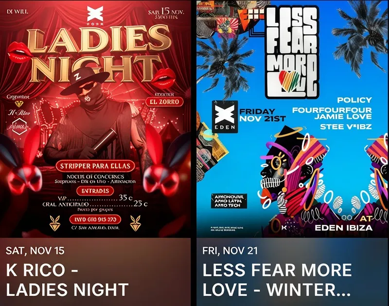 Fiestas Eden Ibiza Noviembre 2025: LADIES NIGHT - LESS FEAR MORE LOVE – WINTER EDITION