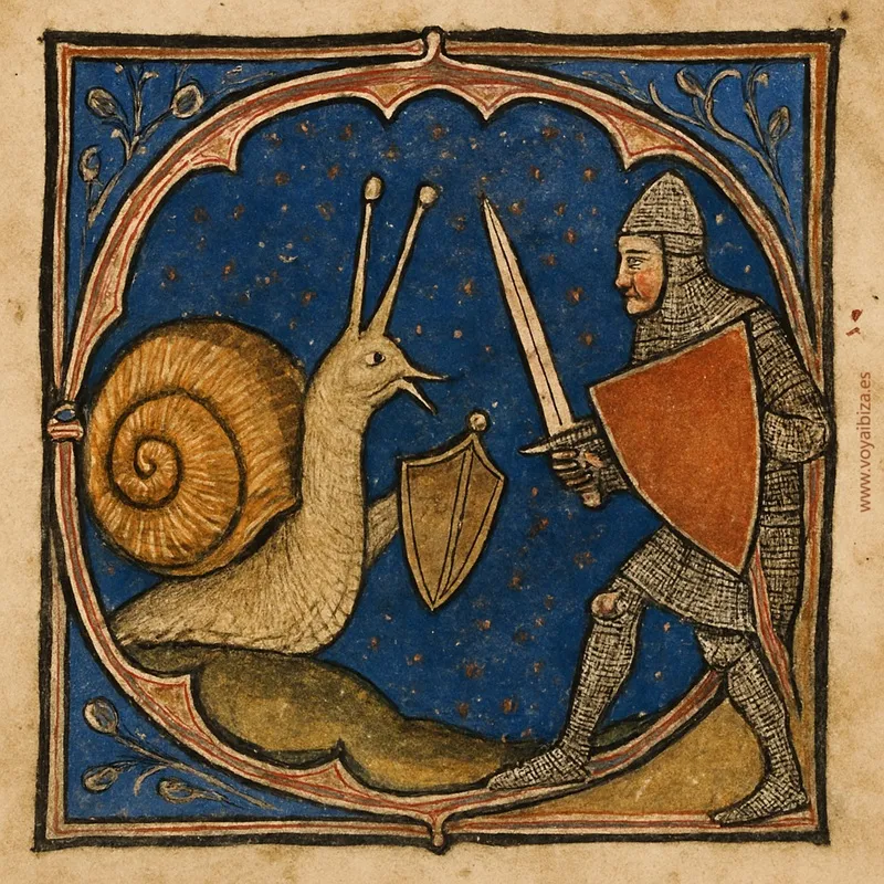 Un caracol guerrero frente a un caballero medieval