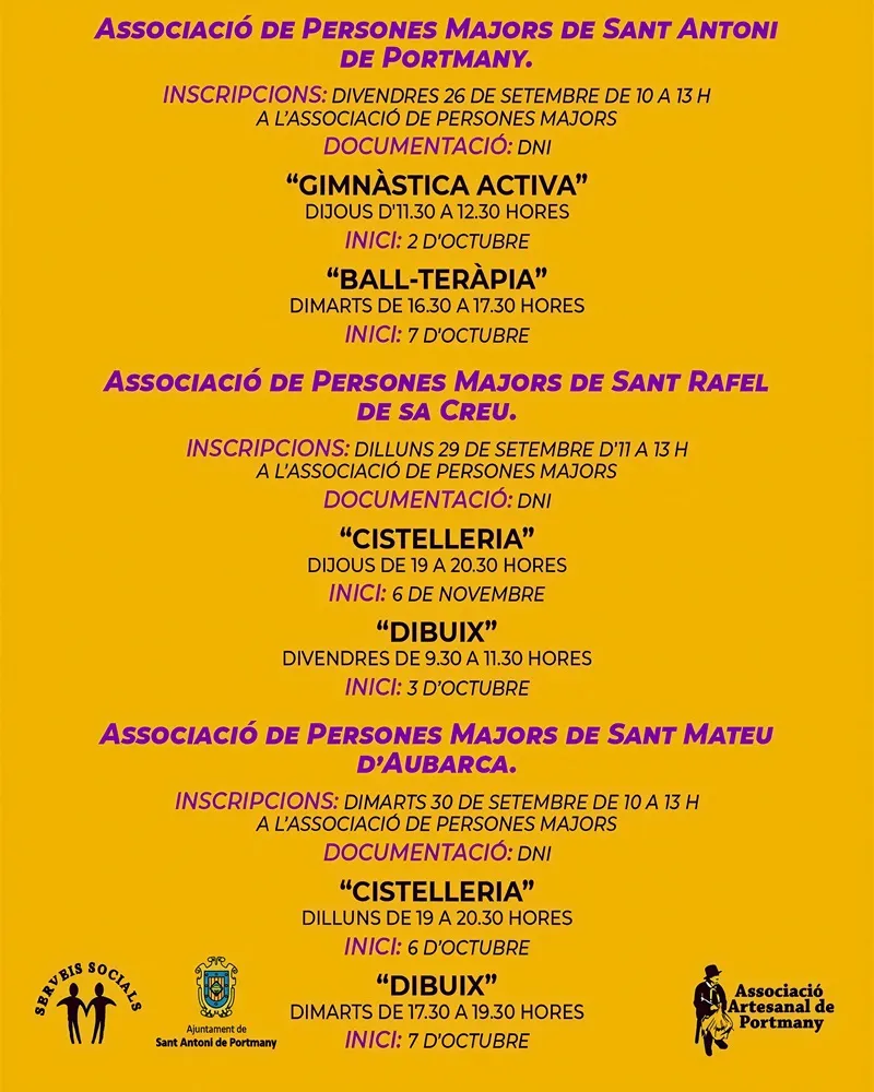 Activitatas Persones Majors 2025 Sant Antoni: Programa d'Activitats