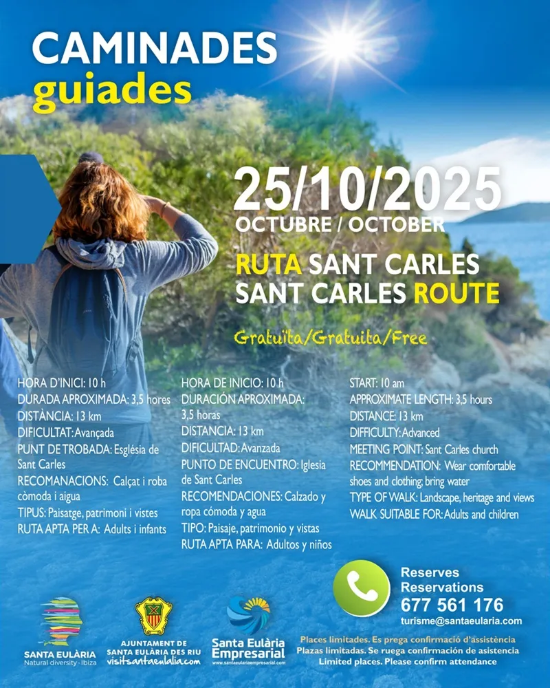 Caminada guiada 2025: Ruta Sant Carles (Santa Eulària des Riu), Eivissa (Ibiza)