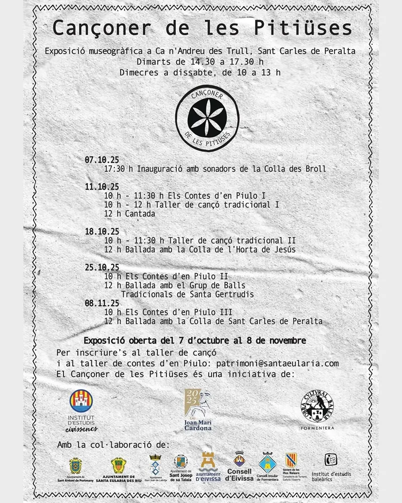 Exposició 'Cançoner de les Pitiüses' a Ca n'Andreu des Tull de Sant Carles (Santa Eulària), Eivissa (Ibiza) 2025
