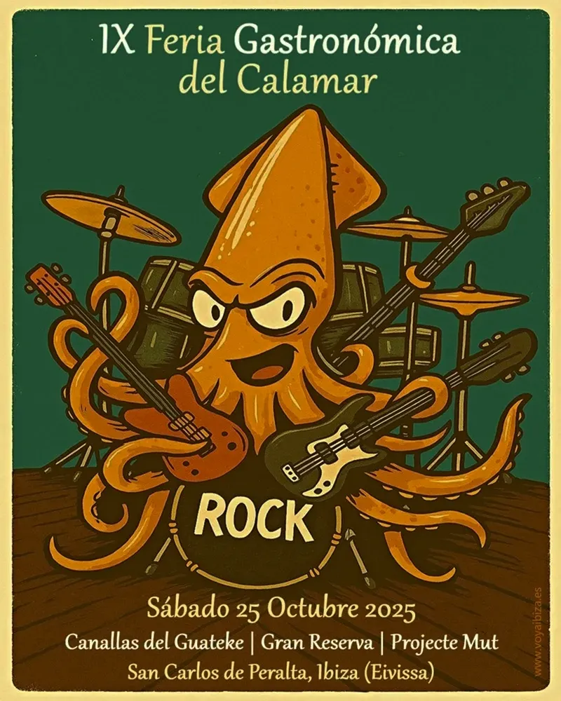 Conciertos en la IX Feria gastronómica del calamar 2025. San Carlos de Peralta (Santa Eulalia del Río), Ibiza (Eivissa)