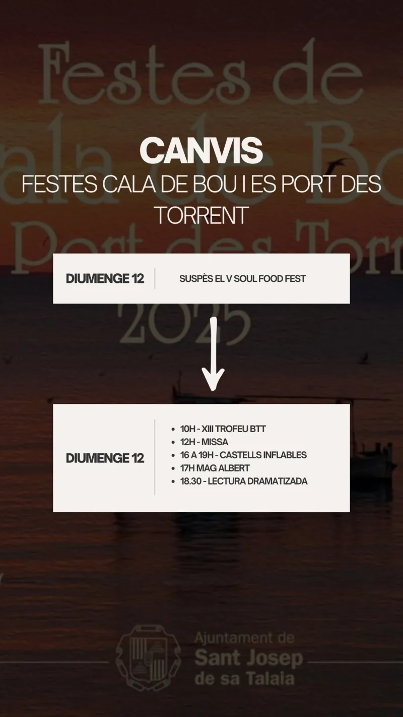 ACTOS y ACTVIDADES CANCELADAS! - Festes de Cala de de Bou i Es Port des Torrent 2025 (Sant Josep de Sa Talaia), Eivissa (Ibiza)