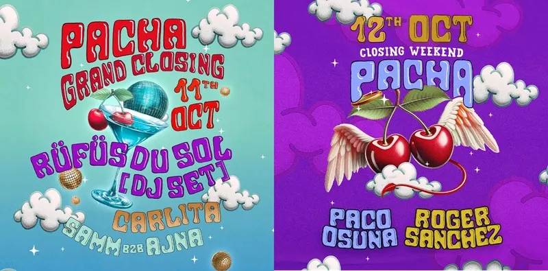 Fiestas Pacha Ibiza Octubre 2025: RÜFÜS DU SOL [DJ SET] (Grand Closing Party) - CLOSING WEEKEND - PACO OSUNA & ROGER SANCHEZ