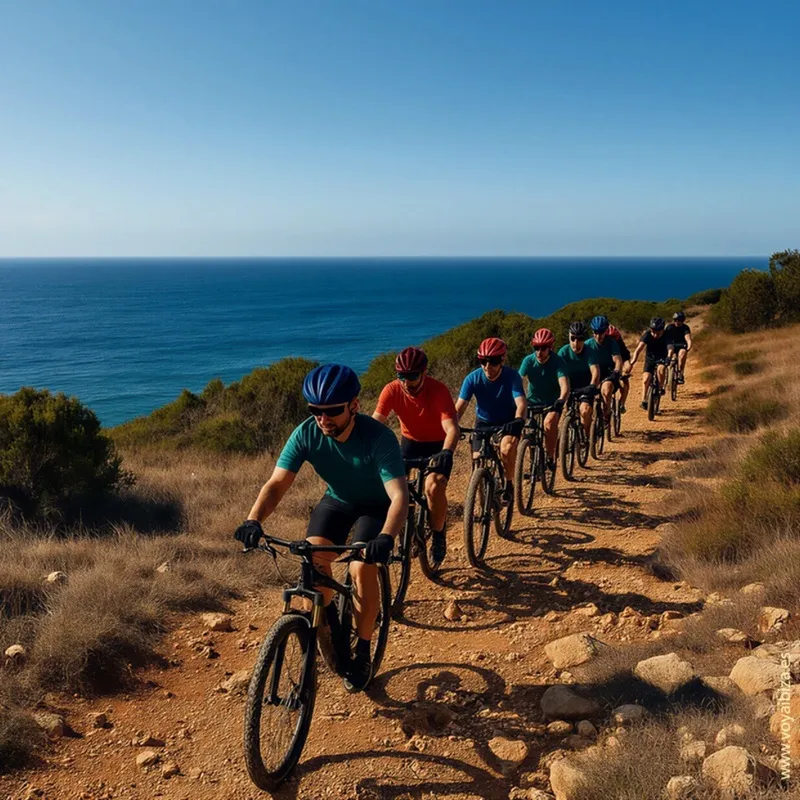 Rutas de Otoño 2025, Santa Eulalia, Ibiza. Imagen de varios ciclistas practicando Mountain Bike