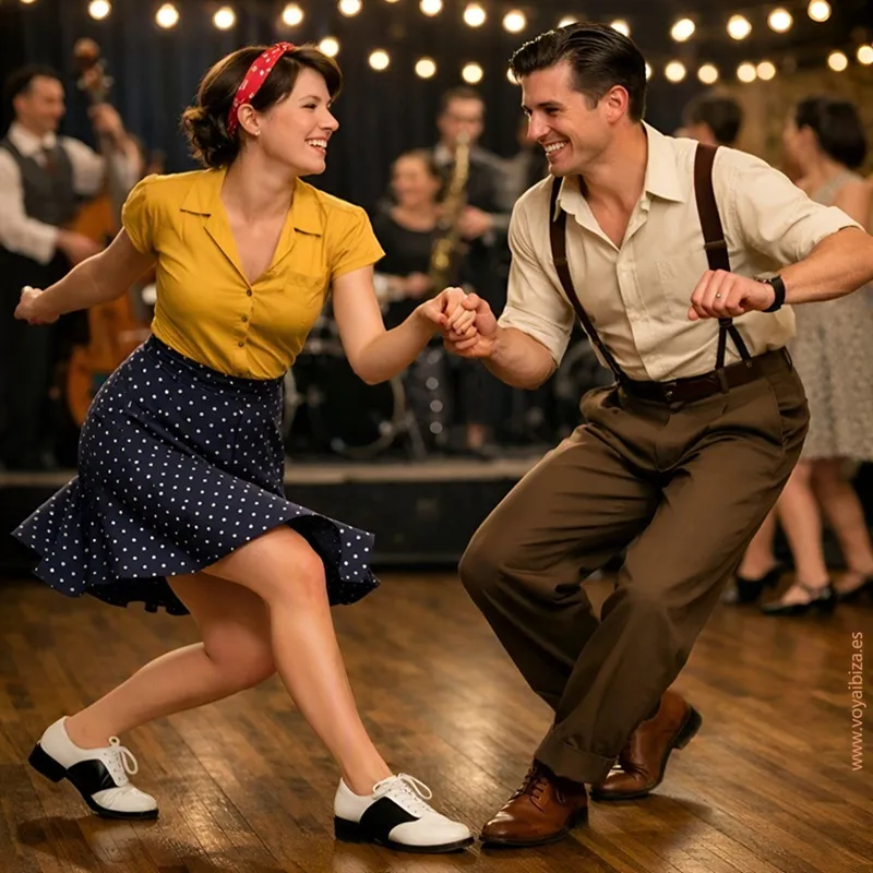 Una pareja bailando swing