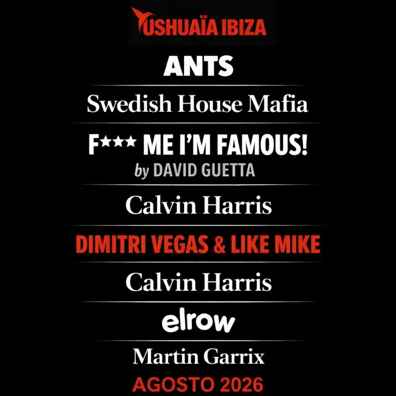 Fiestas Ushuaïa Ibiza AGOSTO 2026 (I)