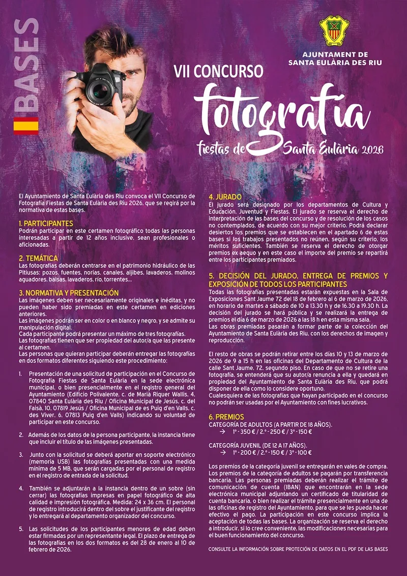 VII Concurs de Fotografia Festes Santa Eulària des Riu 2026, Eivissa: Bases del Concurso