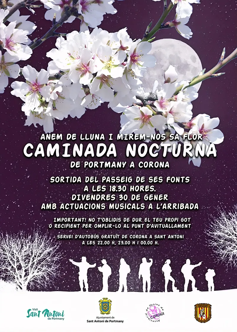 Caminada nocturna Anem de Lluna i mirem-nos sa flor de Sant Antoni de Portmany a Santa Agnès de Corona 2026