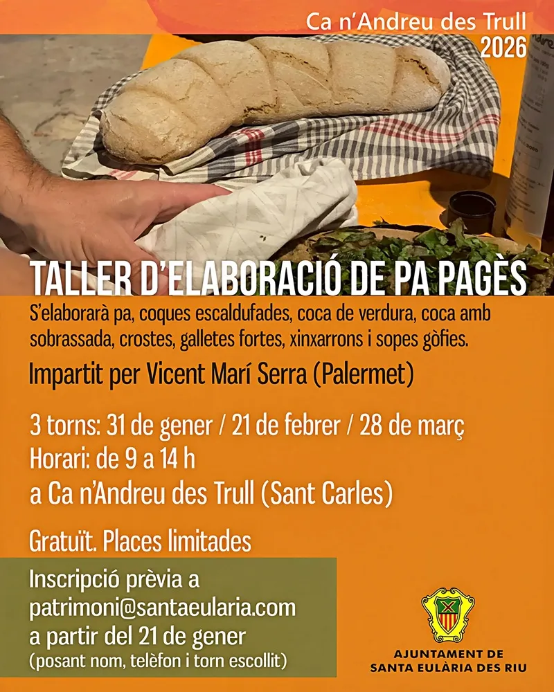Taller d'elaboració de pa pagès a Ca n'Andreu des Trull, Sant Carles (Santa Eulària), Eivissa