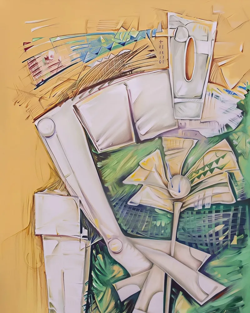 Exposición de Edgar González Era: 'Suggeriments': Detalle de obra cubista del autor - Técnica mixta