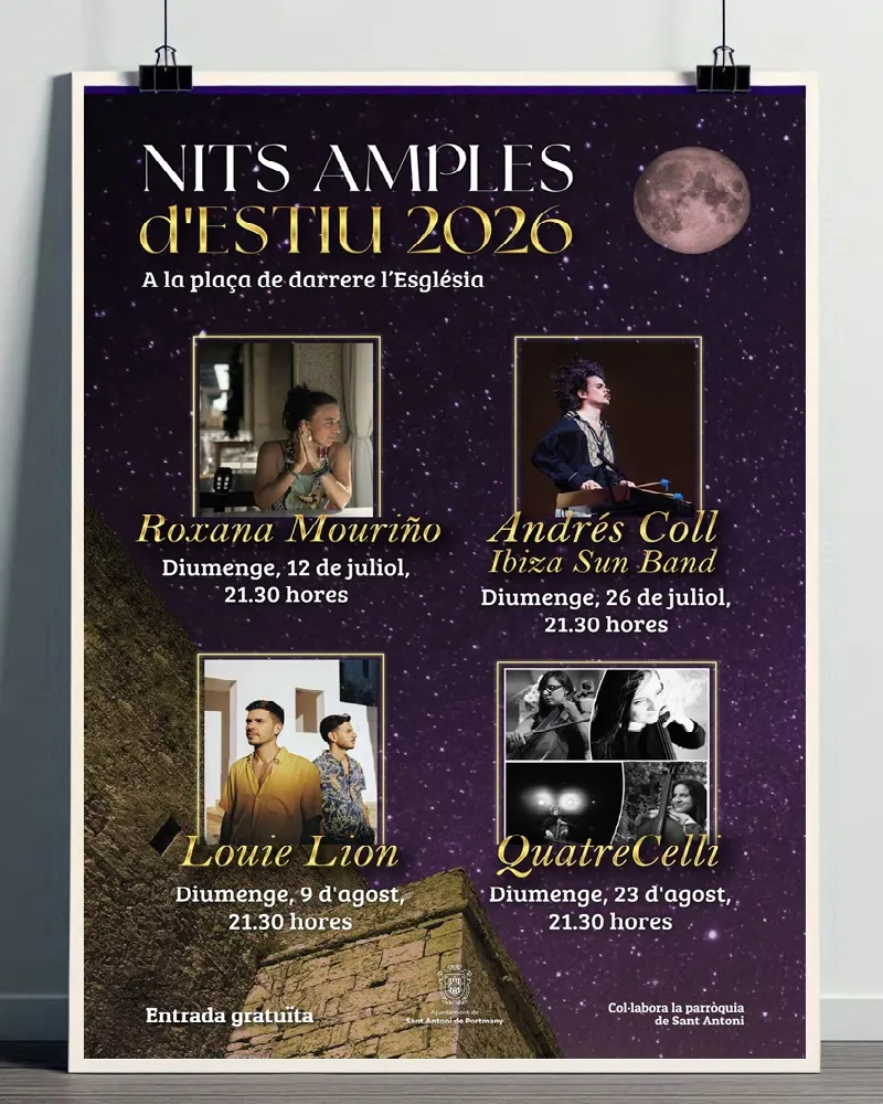 Nits Amples d'Estiu 2026 – Concerts a Sant Antoni, Eivissa
