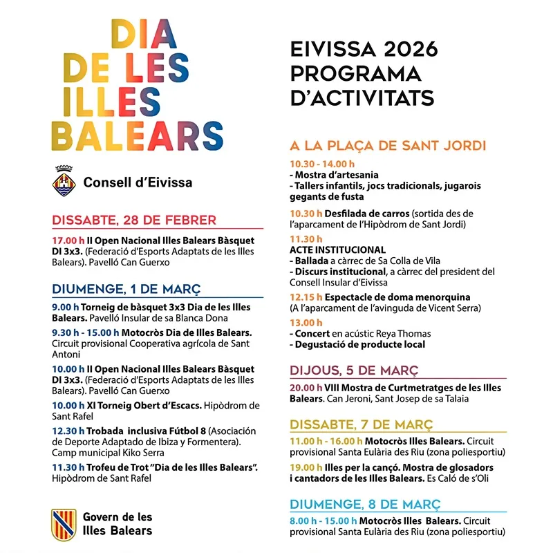 Día de les Illes Balears 2026 Ibiza (Eivissa): Programa de actos