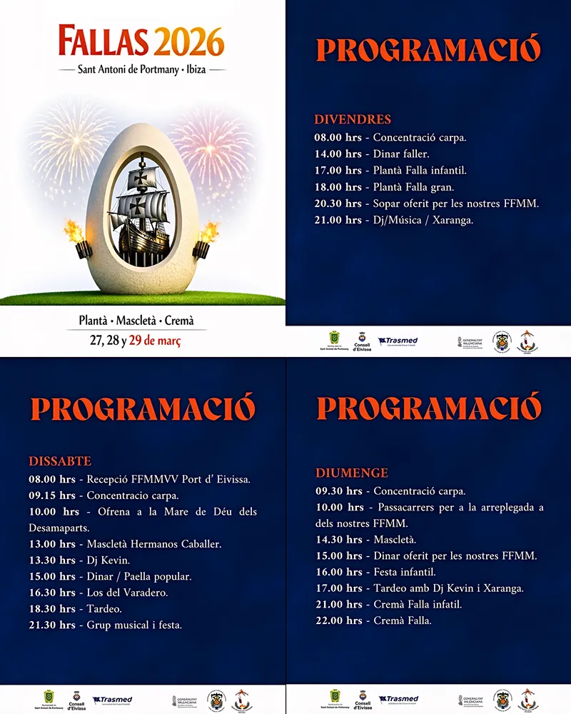 Fallas 2026 San Antonio, Ibiza: Programa - Falles 2026 Sant Antoni de Portmany, Eivissa