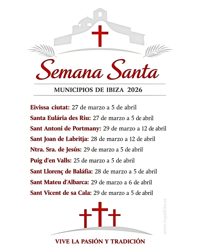 Semana Santa 2026 en Ibiza (municipios): Programas actos y actividades