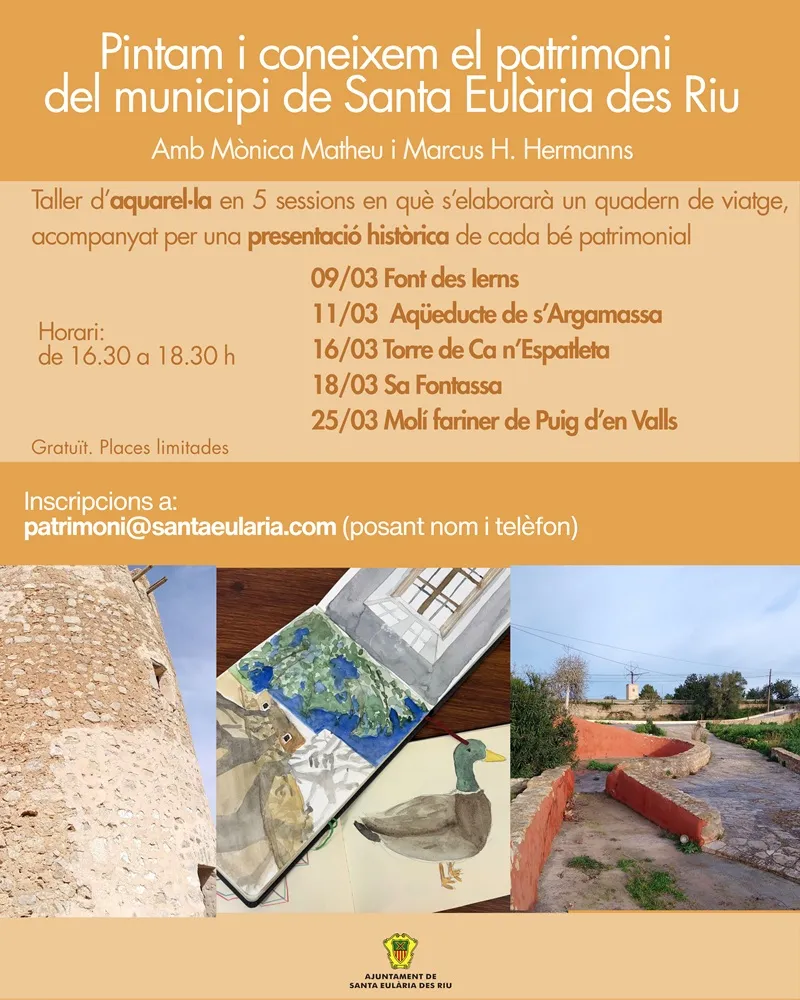 Taller de acuarela a Santa Eulària des Riu 2026, Eivissa: Mònica Matheu i Marcus H. Hermanns