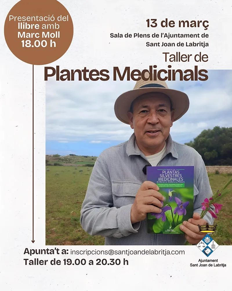 Llibre i Taller de Plantes Medicinales amb Marc Moll, Sant Joan de Labritja 2026, Eivissa