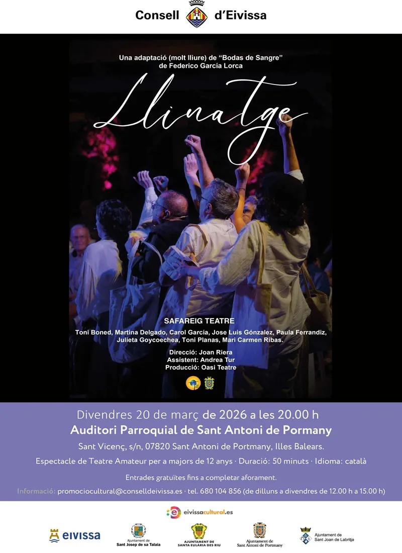 Llinatge: Teatre amateur de Safareig Teatre a l'Auditori Parroquial de Sant Antoni, Eivissa 2026