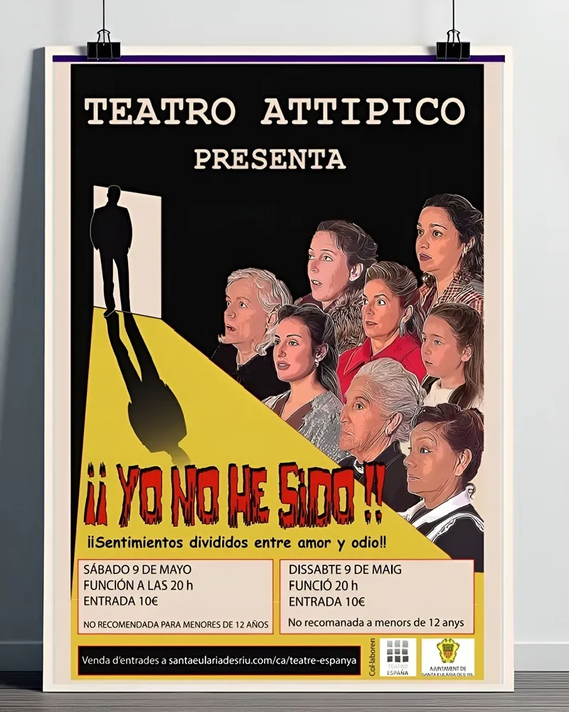 Teatro Attipico presenta nova funció ¡¡Yo no he sido!! al Teatre Espanya de Santa Eulària des Riu, Eivissa. Maig 2026