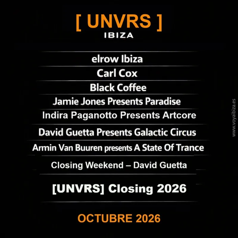 [UNVRS] Ibiza Calendario de Fiestas OCTUBRE 2026