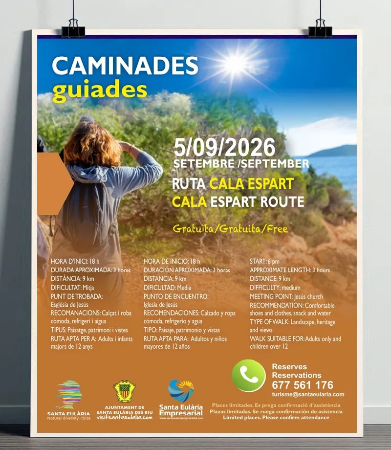 Caminada Guiada Ruta Cala Espart, Santa Eulària des Riu, Eivissa