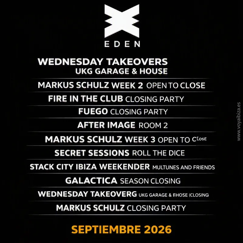 Fiestas Septiembre 2026 en Eden Ibiza
