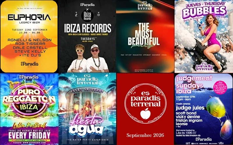 Fiestas en Es Paradis Ibiza, SEPTIEMBRE 2026