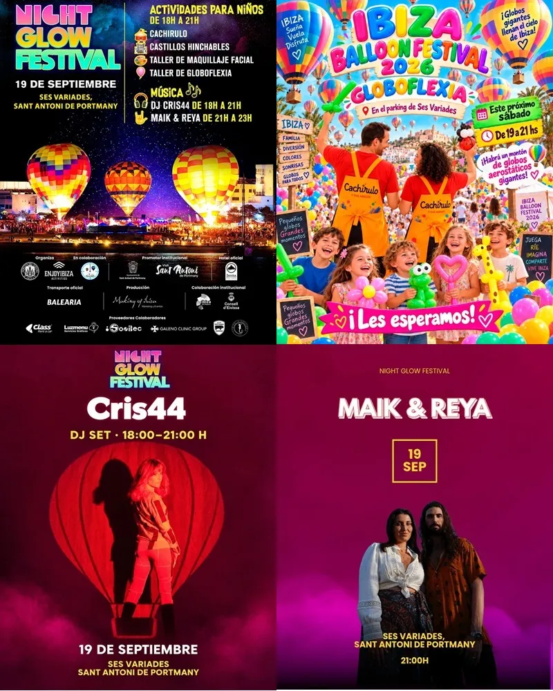 Ibiza Night Glow 2026 en San Antonio, Ibiza: Cachirulo, DJ Cris 44, Maik & Reya