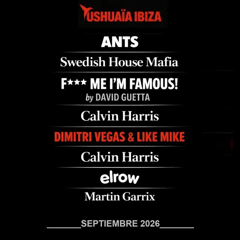 Fiestas Ushuaïa Ibiza SEPTIEMBRE 2026 (I)