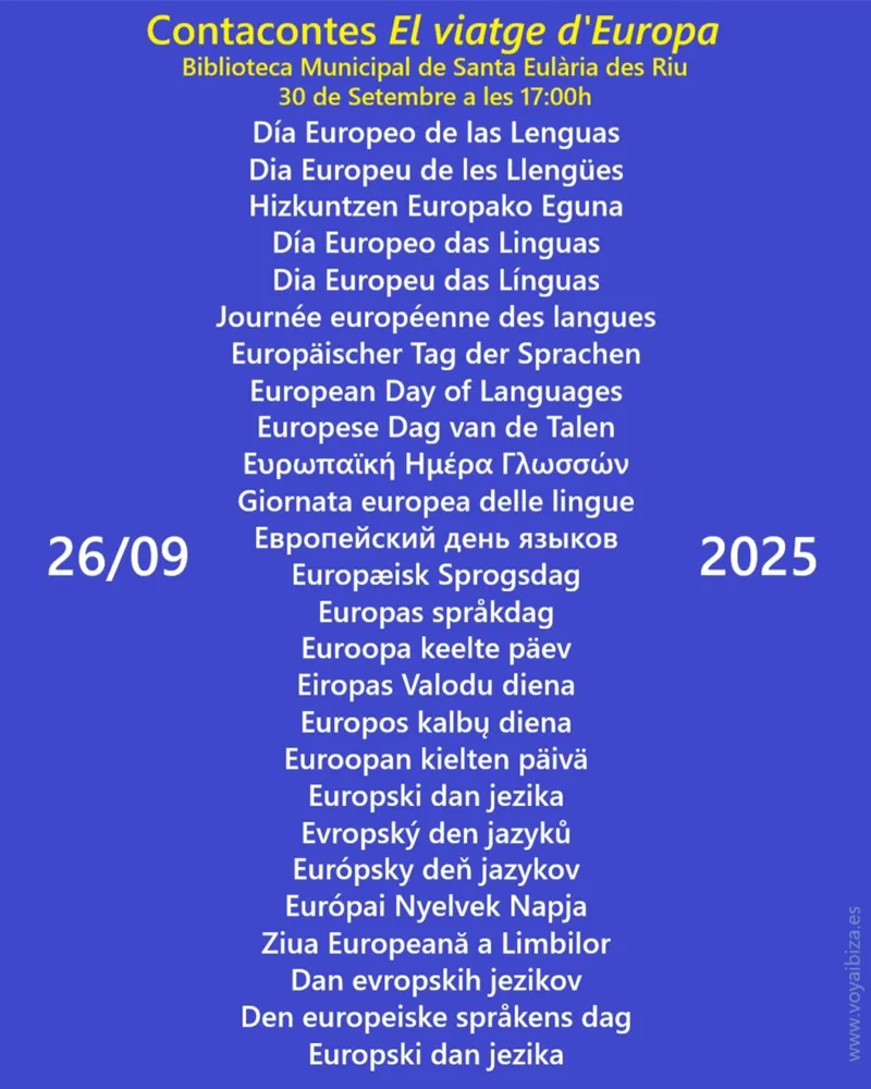 Cuentacuentos 'EL viaje de Europa'. Día Europeo de las Lenguas 2025, Santa Eulalia del Río, Ibiza (Eivissa)