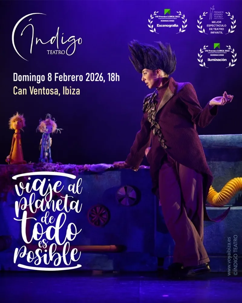 Viaje al planeta de Todo es Posible - Teatro familiar en Can Ventosa, Ibiza 2026. Índigo Teatro