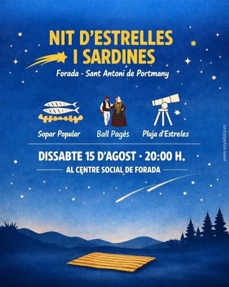 Noche de Estrellas y Sardinas 2026 en Forada (Sant Antoni de Portmany), Ibiza