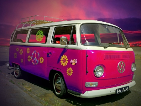 Típica furgoneta de la época Hippie