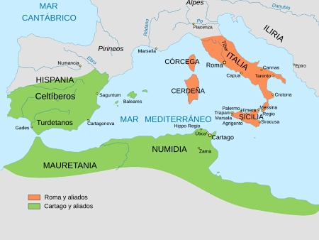 Mapa de la expansión cartaginesa