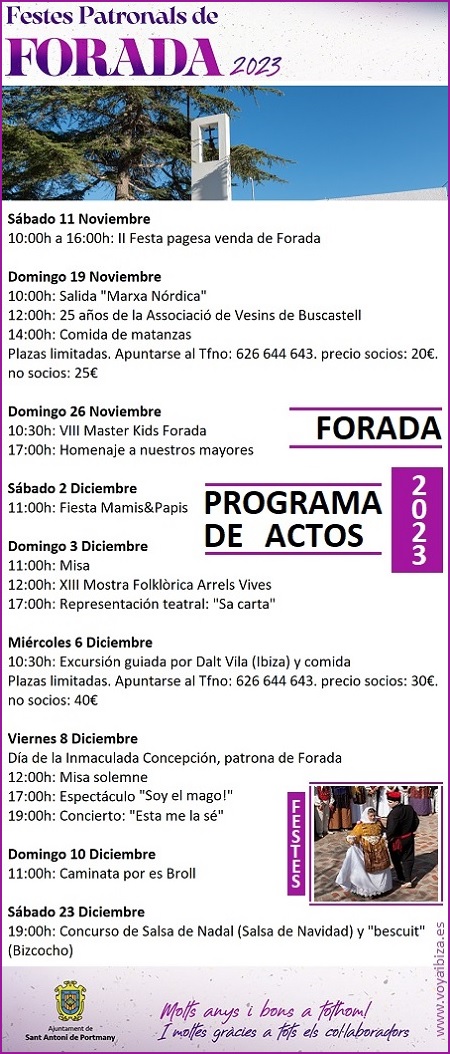 PROGRAMA Fiestas Patronales Forada 2023, Sant Antoni (Ibiza)